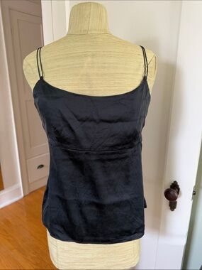 Adolfo Dominguez Black Satin Double-Strap Cami Top